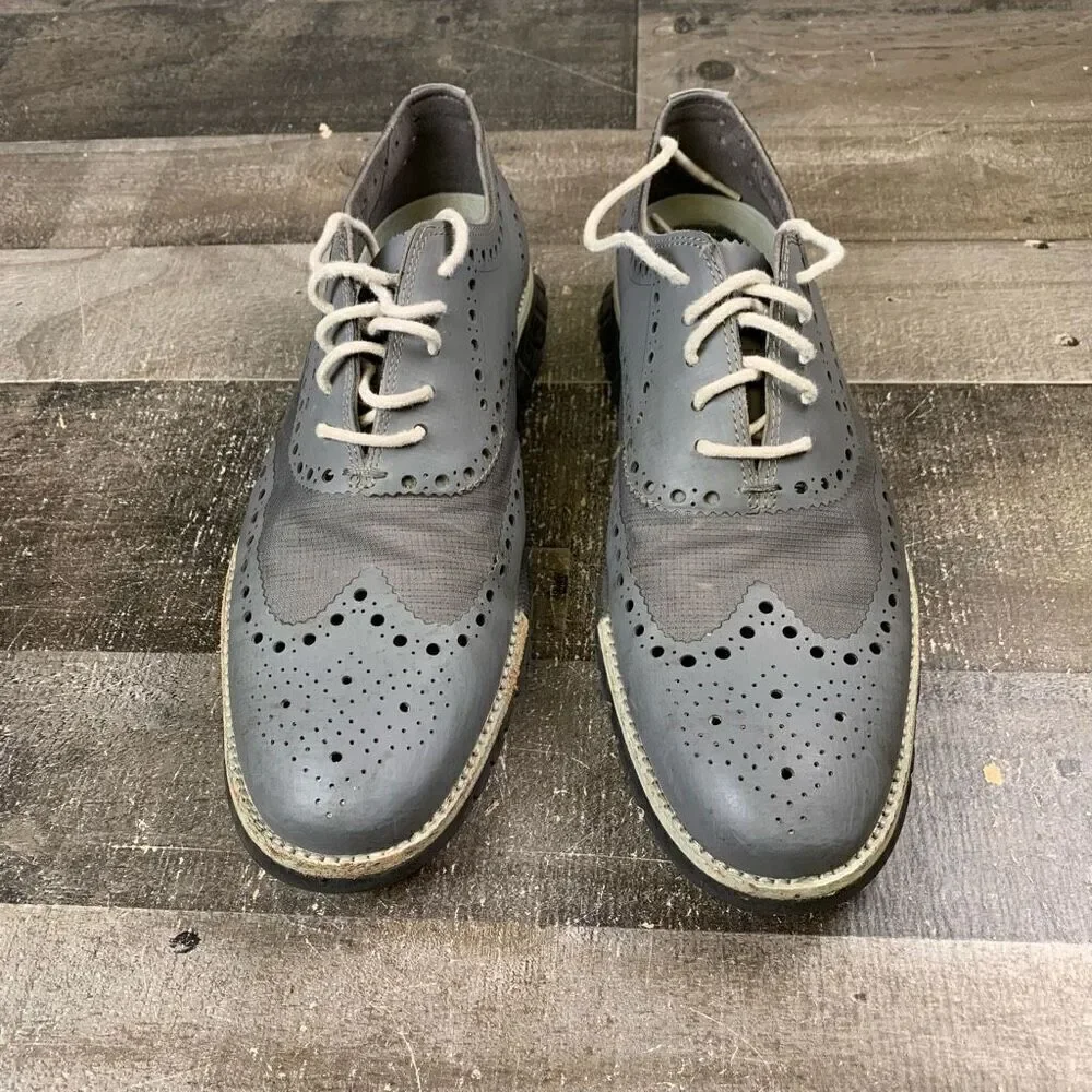 Cole Haan Zerogrand Men’s Size 9.5 Athletic Wingtip Oxford Shoes Grey Leather